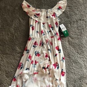 Adorable girls off the shoulder floral dress